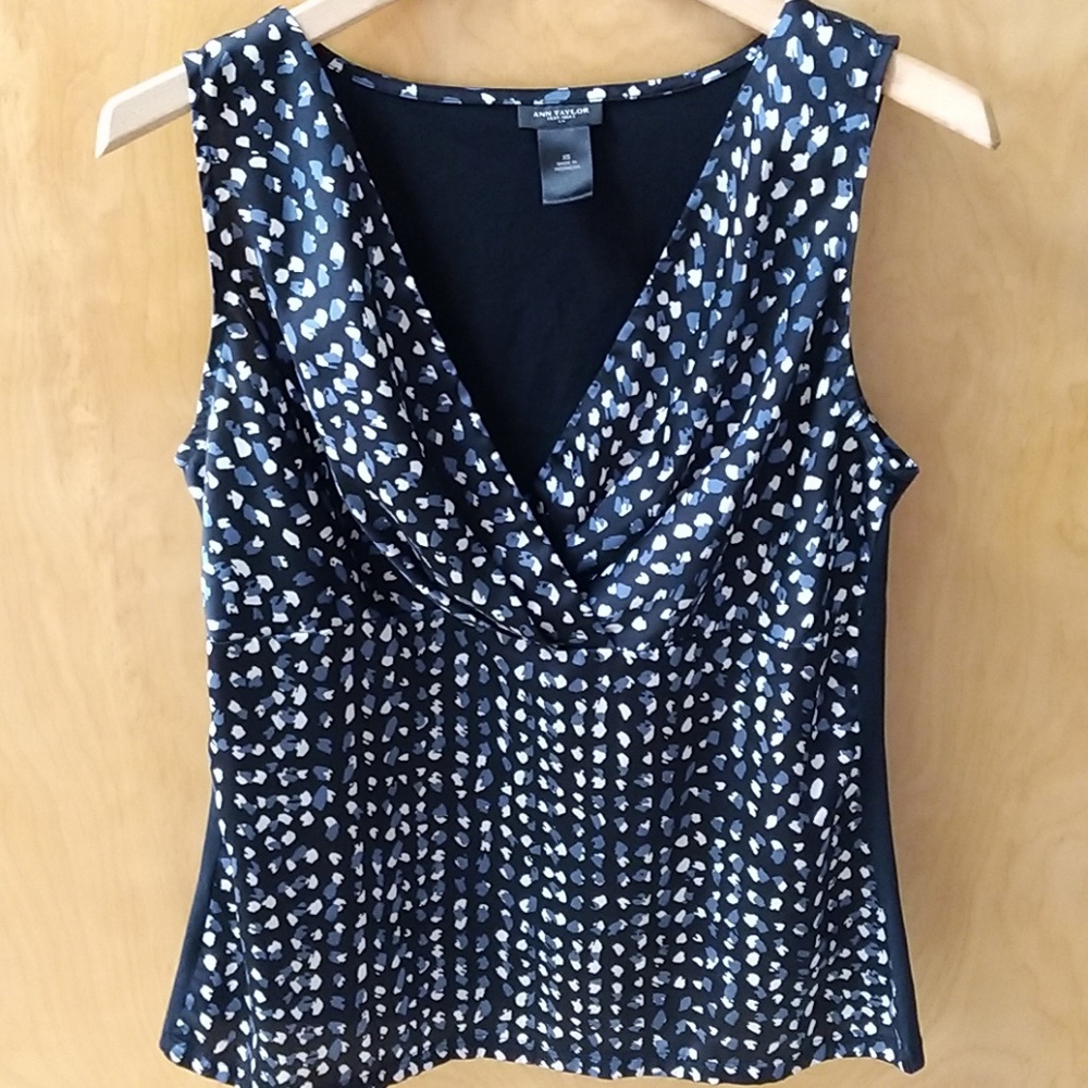 Ann Taylor XS Womens Blue/White/Blk Sleeveless Top